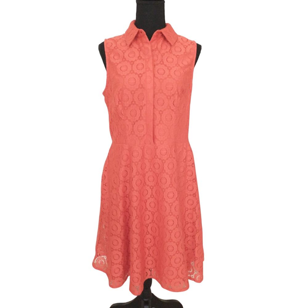 Vintage New York & Co Y2K Vintage Orange Lace sleeveless Collar Dress 10 Boho